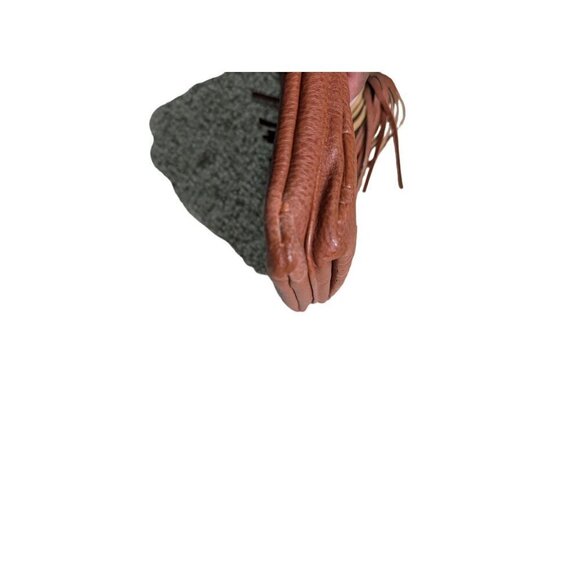 Steve Madden Cognac Crossbody Purse Monogram Brown Leather Tassle Bglamm - Picture 11 of 11